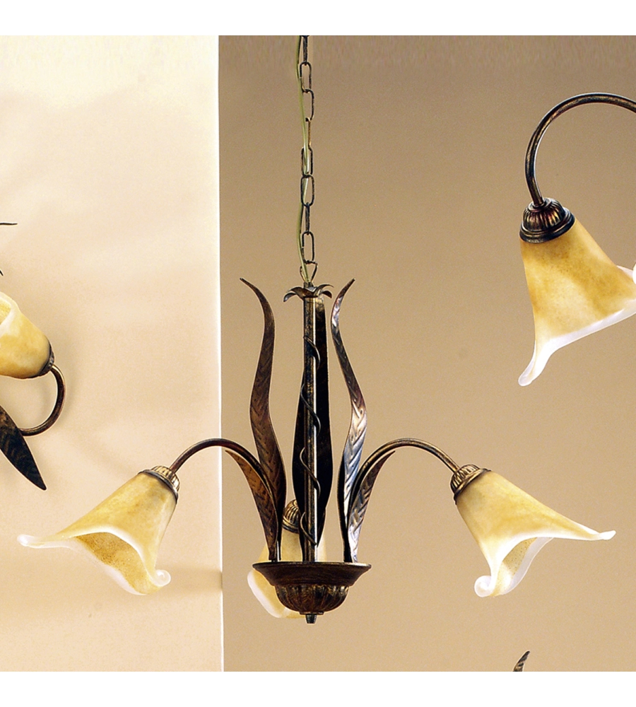 LAMPADARIO 3 LUCI ONLI "ALGA" BRONZO E14